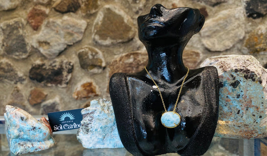 CADENA BAÑO DE ORO DIJE LARIMAR